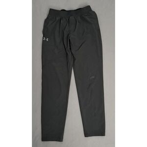 Under Armour Woven Track Fitted Pants Mens Large Black Lightweight Athletic